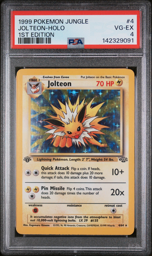 1999 Pokémon | Jolteon #4 | Holo Rare 1st Edition | PSA 4 VG-EX