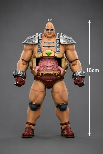 JoyToy TMNT Krang action figure front view with vertical measurement showing an approximate height of 16cm