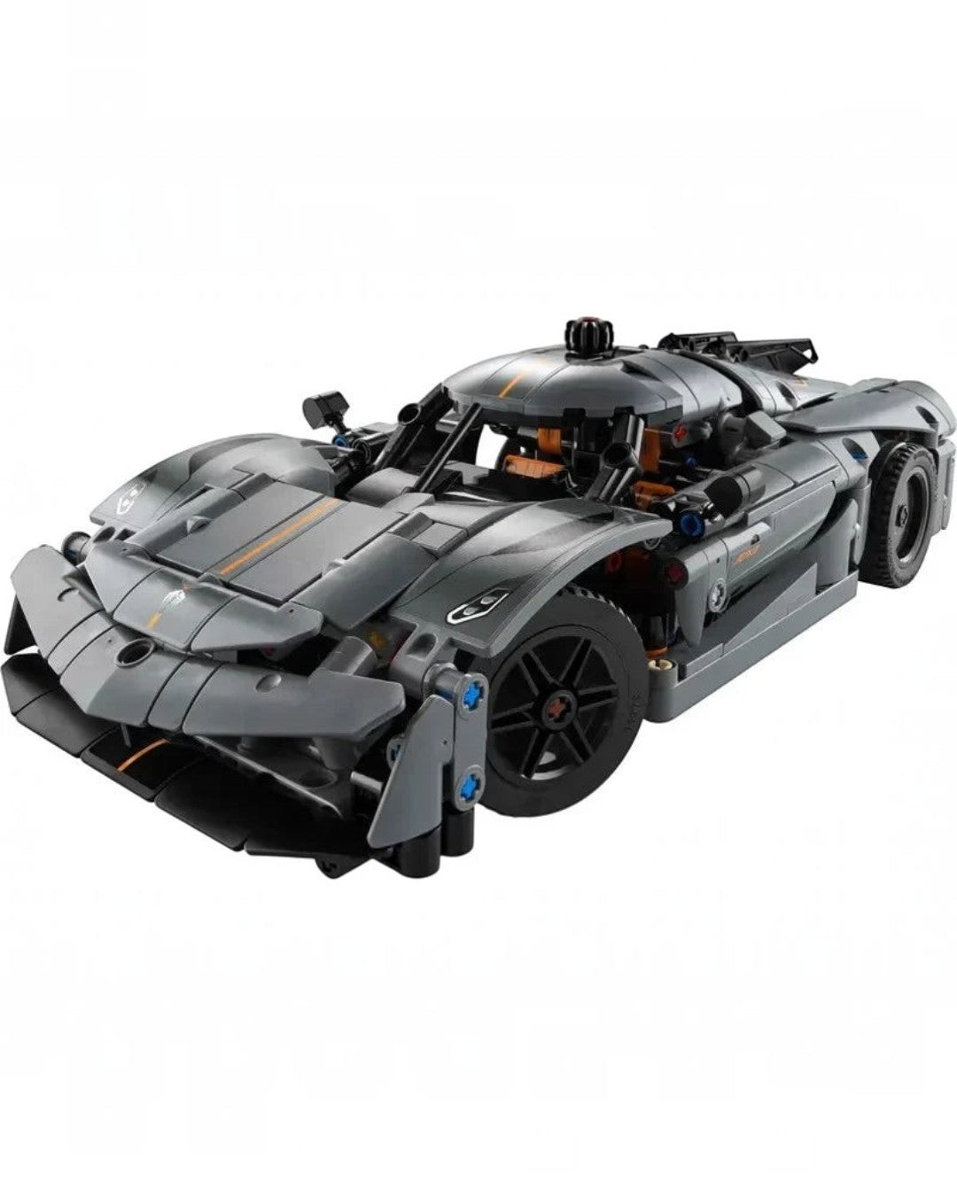 LEGO Technic 42173 Koenigsegg Jesko Absolut Grey Hypercar front three-quarter view