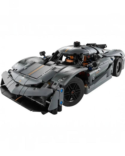 LEGO Technic 42173 Koenigsegg Jesko Absolut Grey Hypercar front three-quarter view