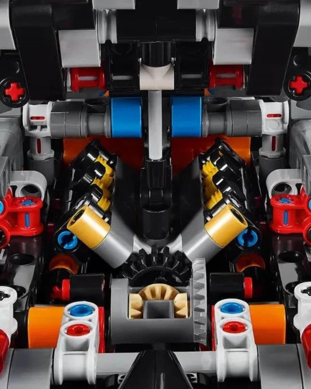LEGO Technic Koenigsegg Jesko Absolut showing detailed mechanical construction and moving V8 engine