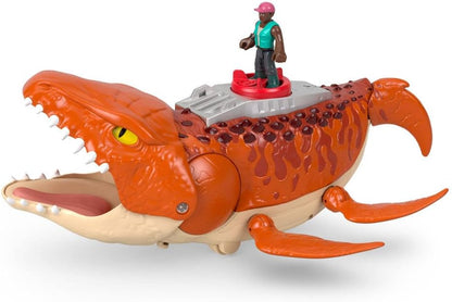 Fisher-Price Imaginext Jurassic World Rebirth Aquachomp Chase Mosasaurus Playset with Boat and Action Figure