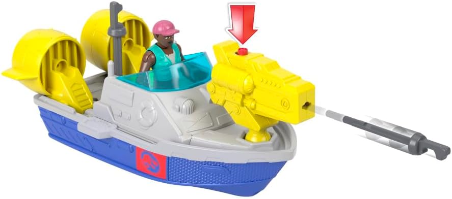 Fisher-Price Imaginext Jurassic World Rebirth Aquachomp Chase Mosasaurus Playset with Boat and Action Figure
