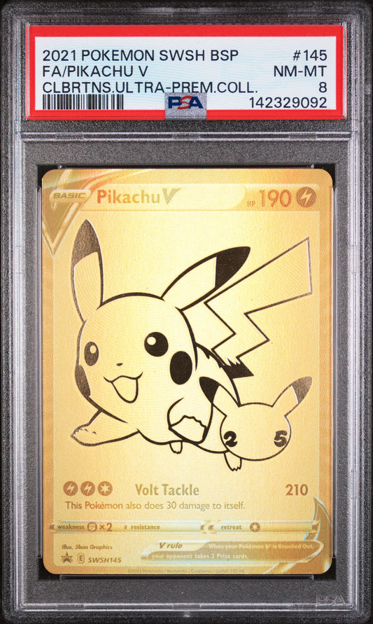 2021 Pokémon | Pikachu V #SWSH145 | Gold Promo | PSA 8 NM-MT