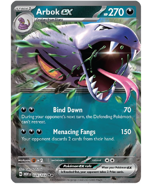 Arbok ex 024/165 Double Rare Pokémon TCG Scarlet & Violet 151 card front