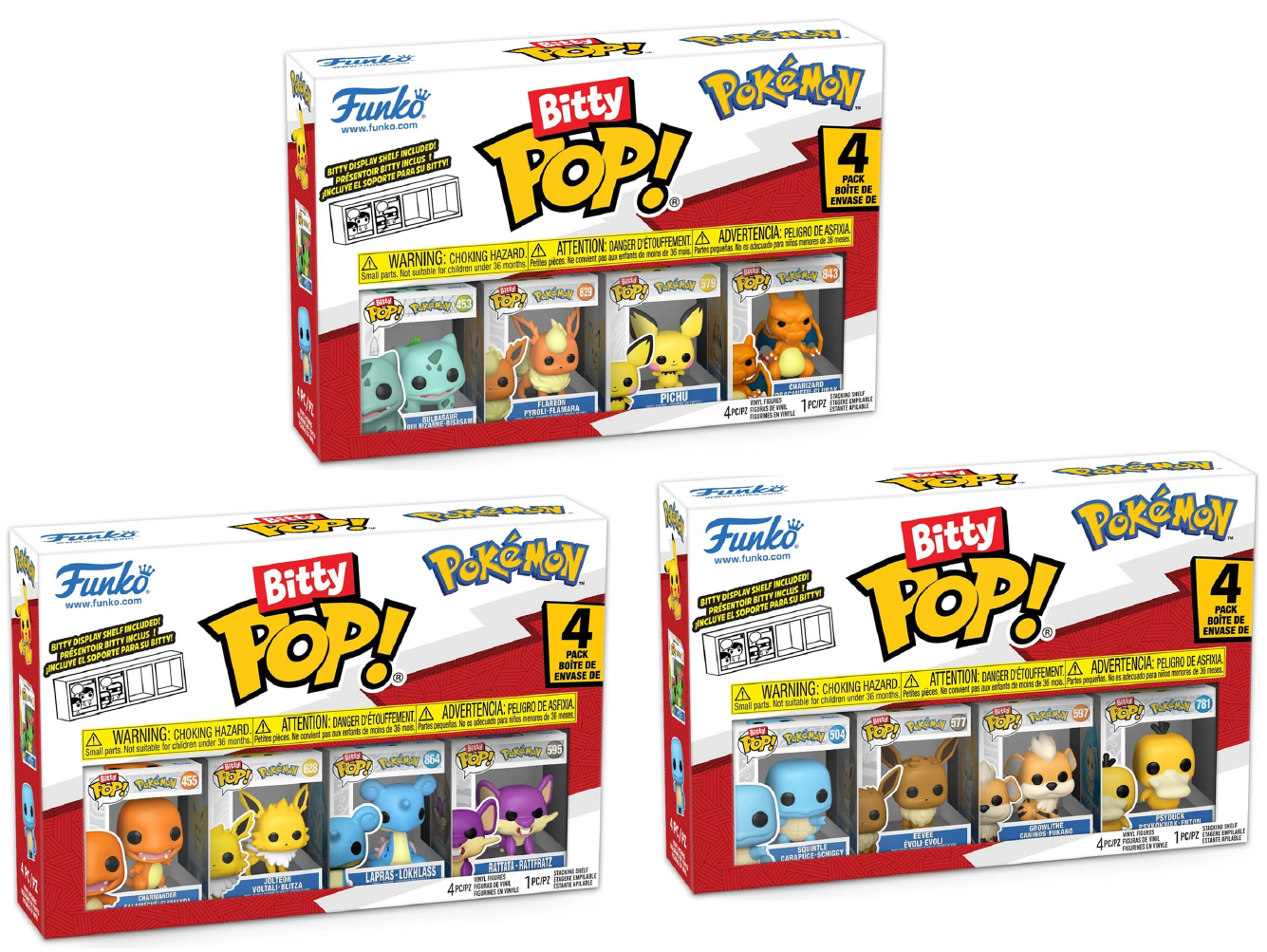 Funko Bitty POP! Pokemon 4-Pack | Mini Figures | Bulbasaur Charmander Squirtle