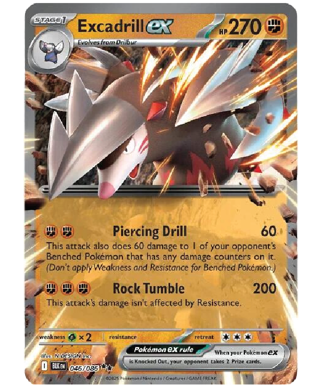 Excadrill ex 046/086 Double Rare Pokémon TCG Black Bolt card front