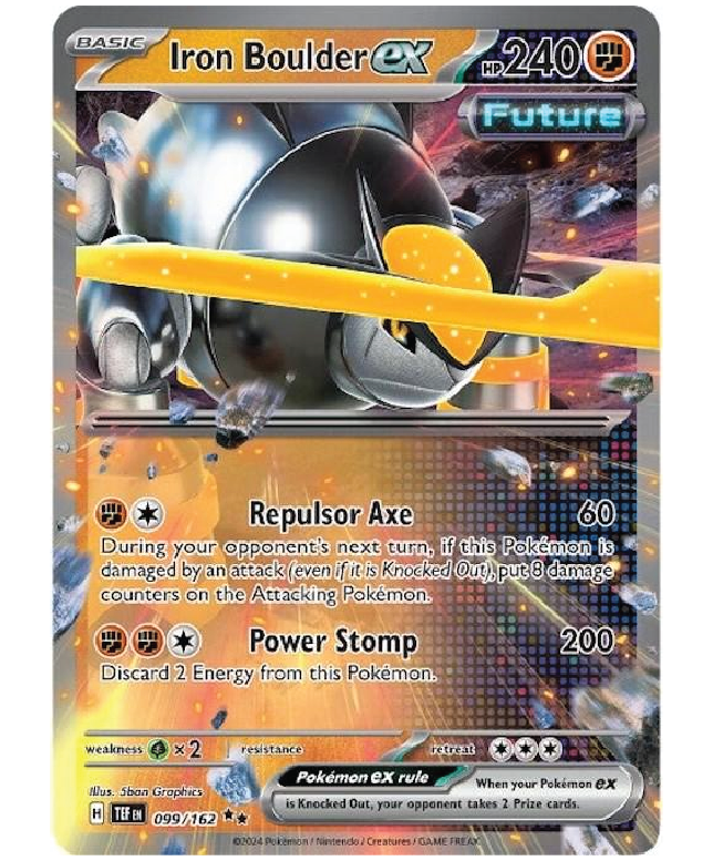 Iron Boulder ex 099/162 Double Rare Pokémon TCG Temporal Forces card front