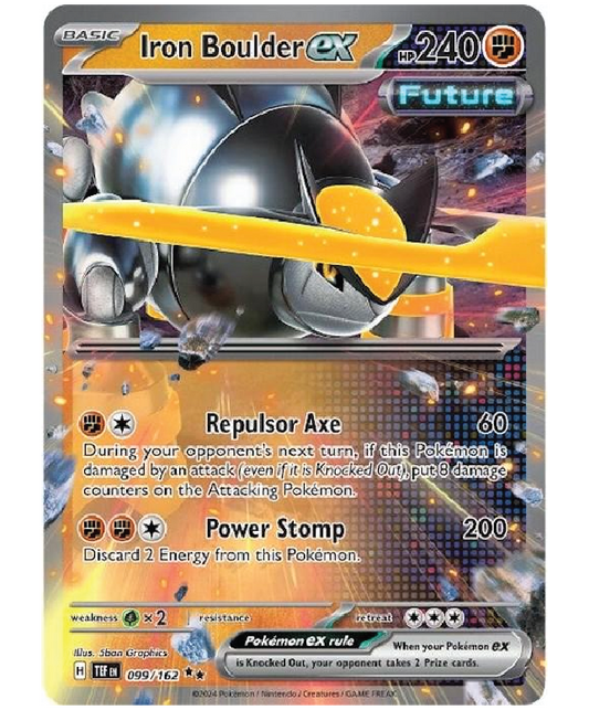 Iron Boulder ex 099/162 Double Rare Pokémon TCG Temporal Forces card front