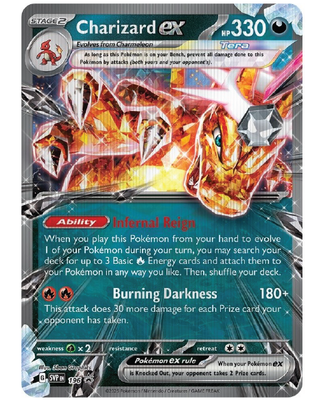 Front of Charizard ex lenticular jumbo Pokémon card with moving 3D effect artwork from the Pokémon TCG.