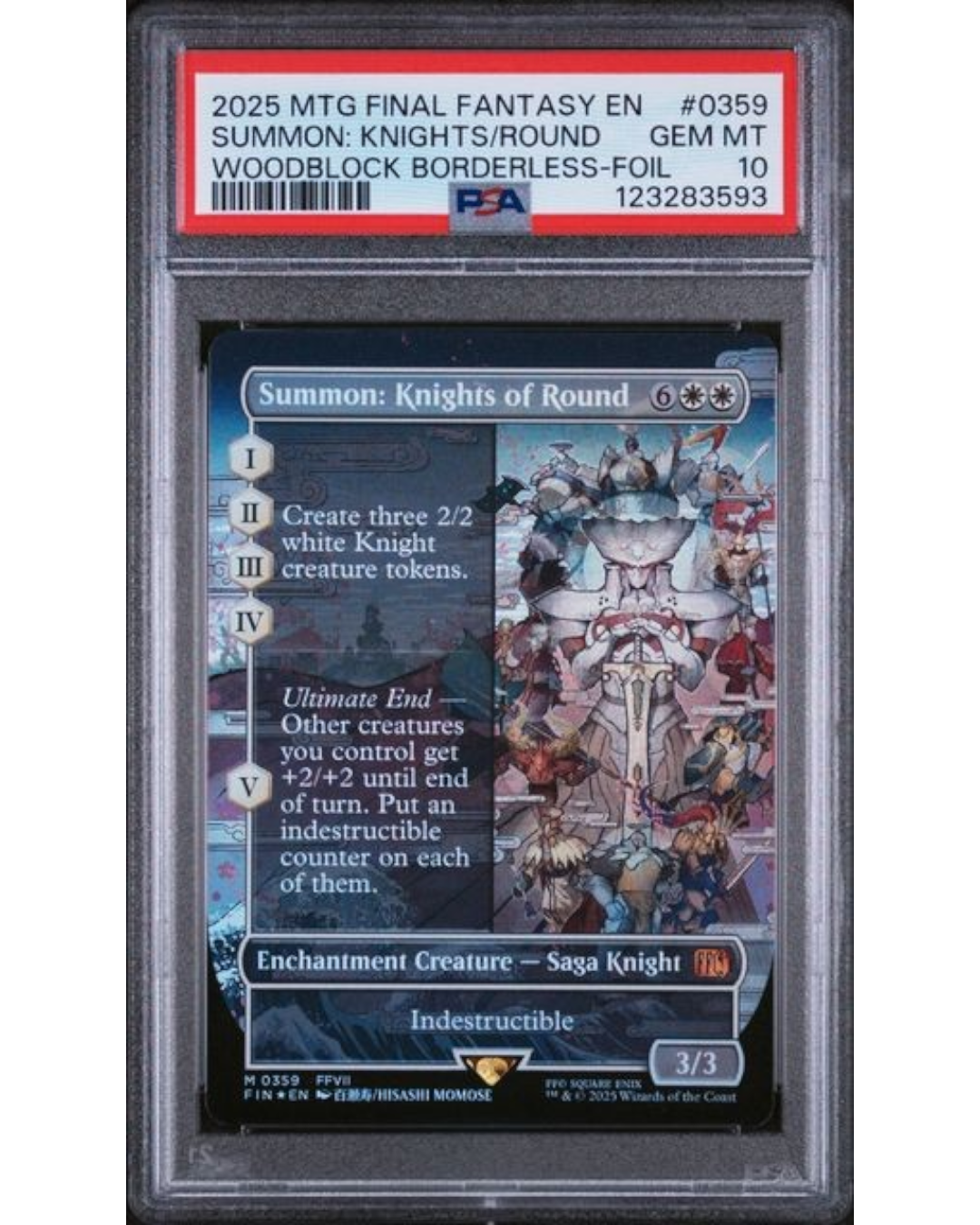 VaultifyUK PSA 10 graded Magic: The Gathering Knights of Round #359 Final Fantasy woodblock borderless foil card
