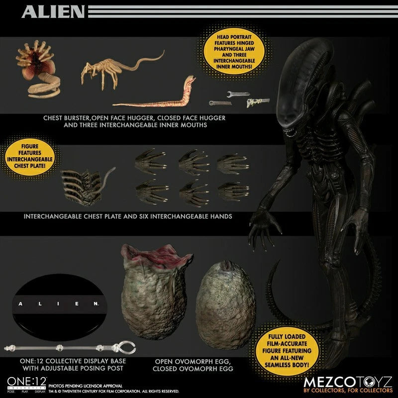 Mezco One:12 Collective Alien | 7” Xenomorph Action Figure | Movie Collectable