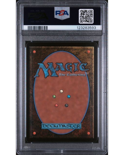 VaultifyUK PSA 10 graded Magic: The Gathering card back featuring the classic Deckmaster design in a protective slab.
