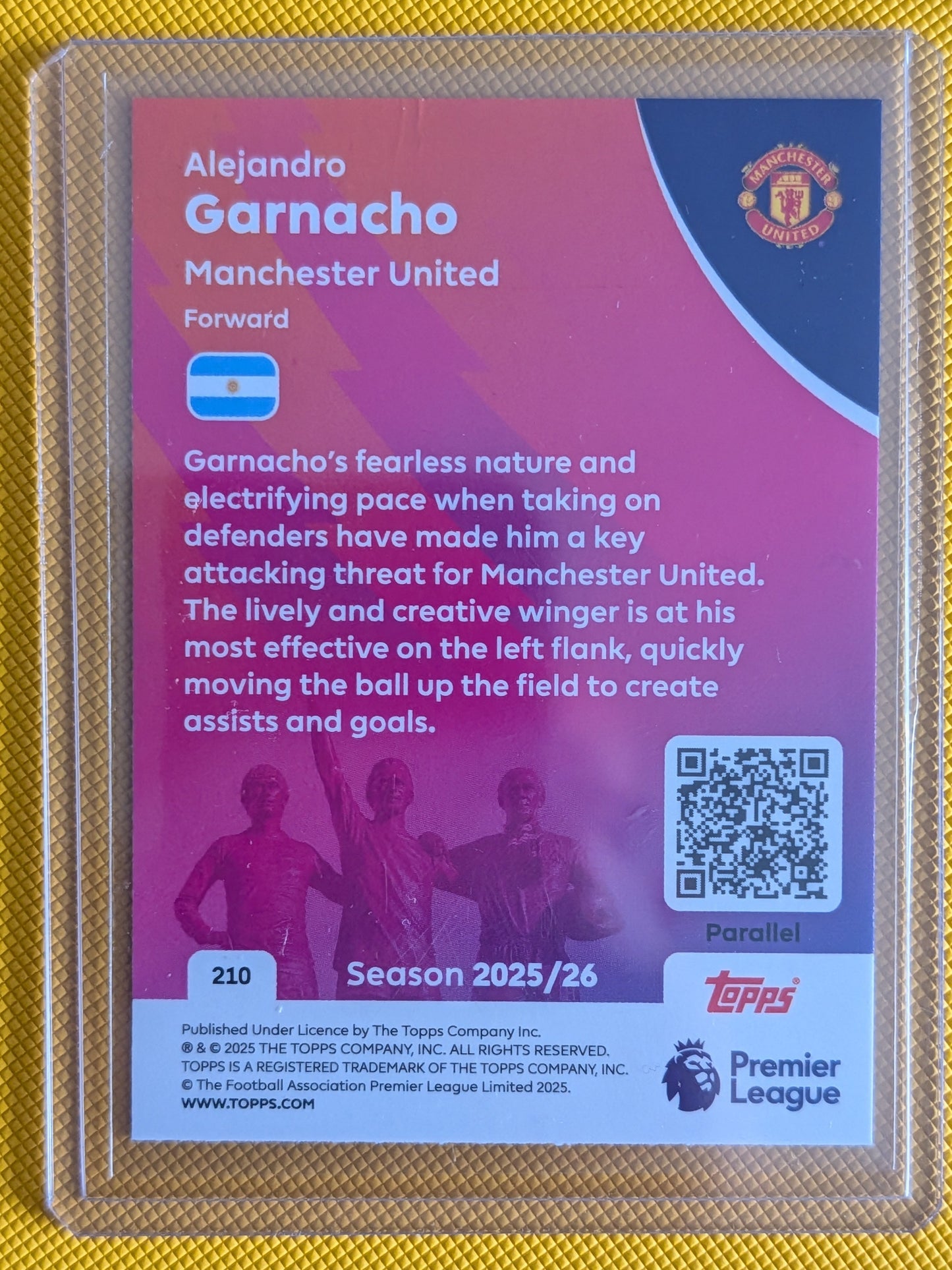 Alejandro Garnacho #210 | Parallel /75 (52/75) | Topps Premier League 2025/26