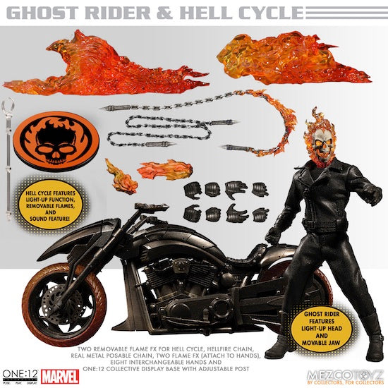 Mezco One:12 Collective Ghost Rider & Hell Cycle Set | Marvel Action Figure