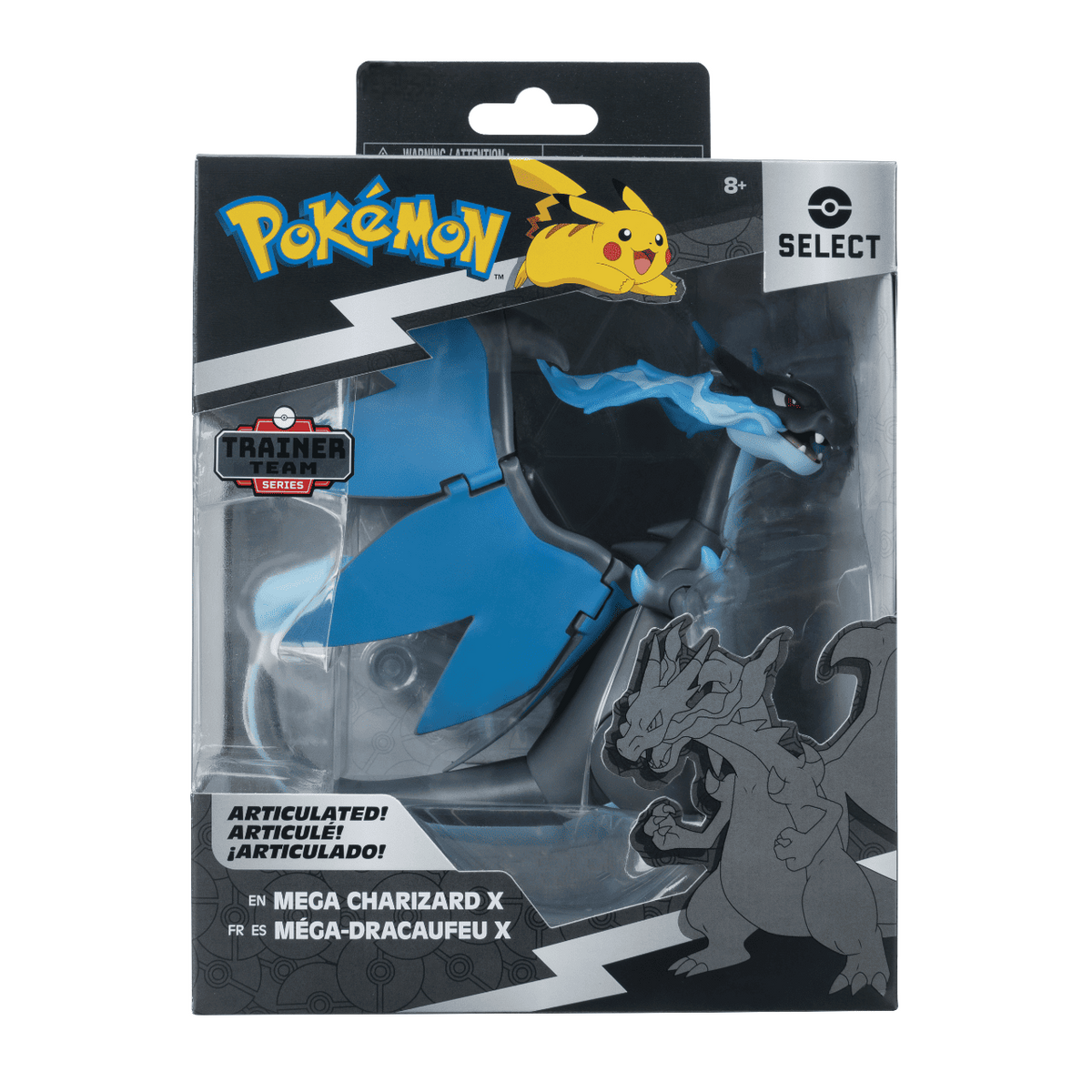 Pokémon Select Mega Charizard X | 6” Super Articulated Figure | Trainer Team Series