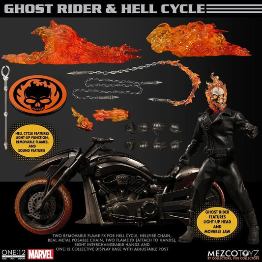 Mezco One:12 Collective Ghost Rider & Hell Cycle Set | Marvel Action Figure