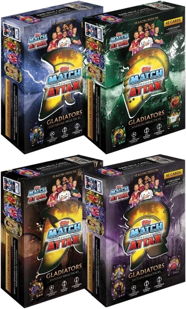 Topps Match Attax 2025/26 Mega Tin | Gladiators Series | 45 Cards + 3 Limited Editions