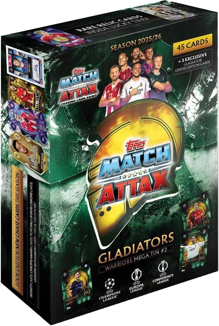 Topps Match Attax 2025/26 Mega Tin | Gladiators Series | 45 Cards + 3 Limited Editions