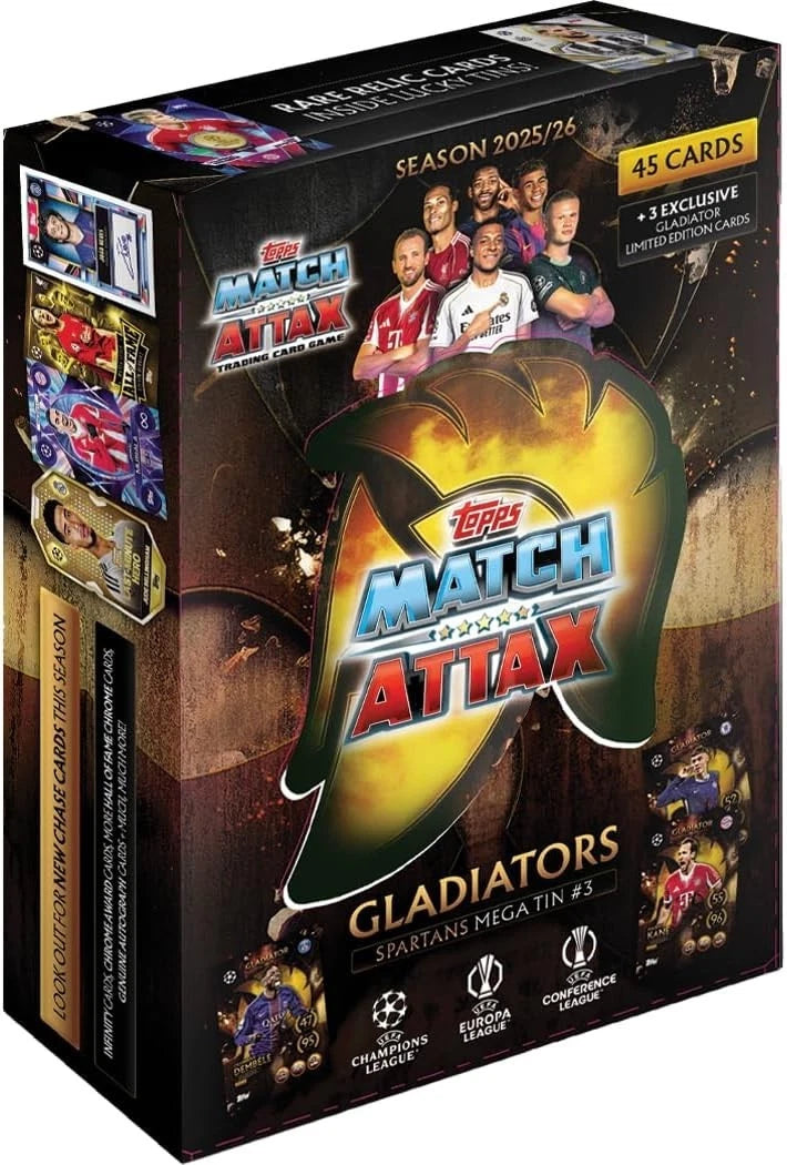 Topps Match Attax 2025/26 Mega Tin | Gladiators Series | 45 Cards + 3 Limited Editions