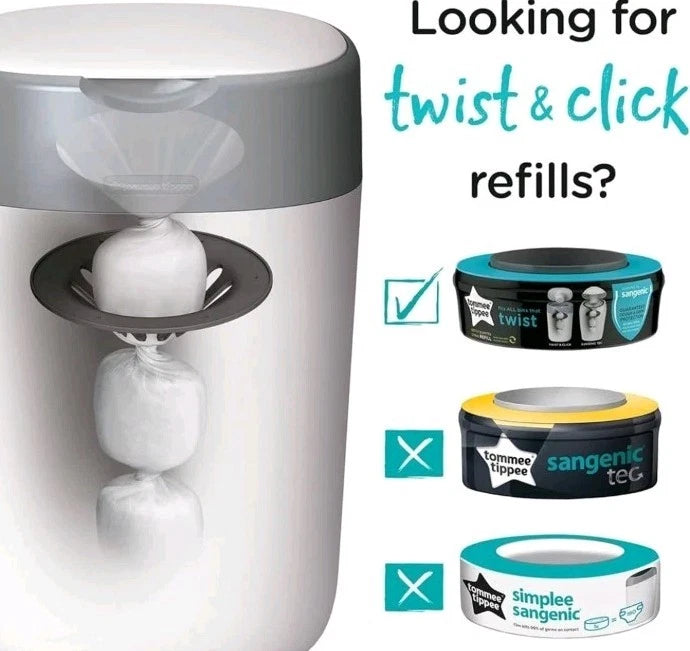 Tommee Tippee Twist & Click Refills | Nappy Bin Cassettes | 1–6 Pack