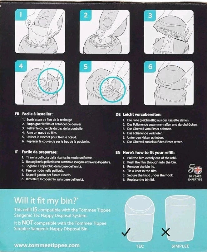 Tommee Tippee Twist & Click Refills | Nappy Bin Cassettes | 1–6 Pack