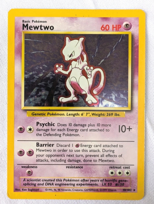 Pokémon TCG | Mewtwo 10/102 | Base Set | Holo Rare Unlimited | MP