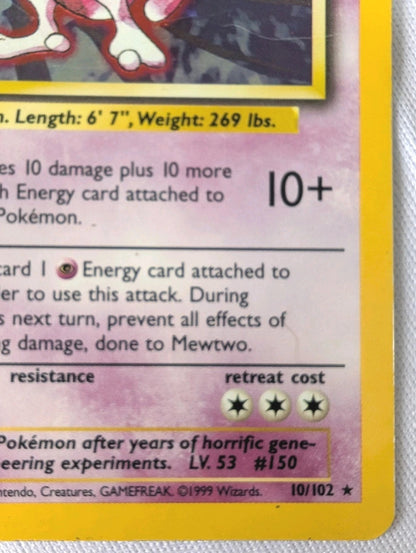 Pokémon TCG | Mewtwo 10/102 | Base Set | Holo Rare Unlimited | MP