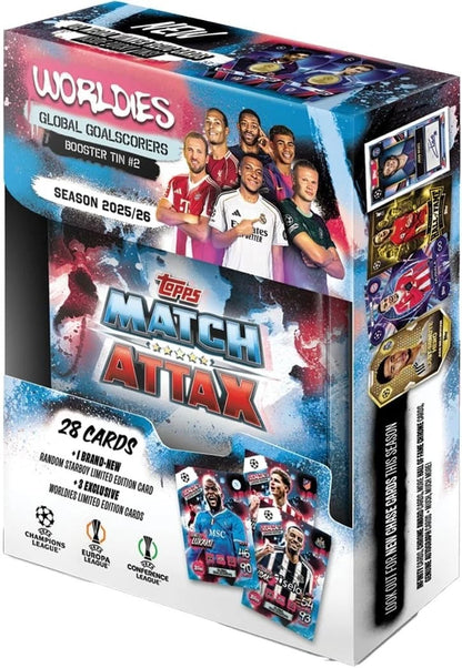 Topps Match Attax 2025/26 Mini Tin | World Beaters, Global Goalscorers, Homegrown Heroes, International Icons
