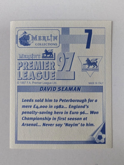 Merlin Premier League 97 Sticker | David Seaman Arsenal | NM