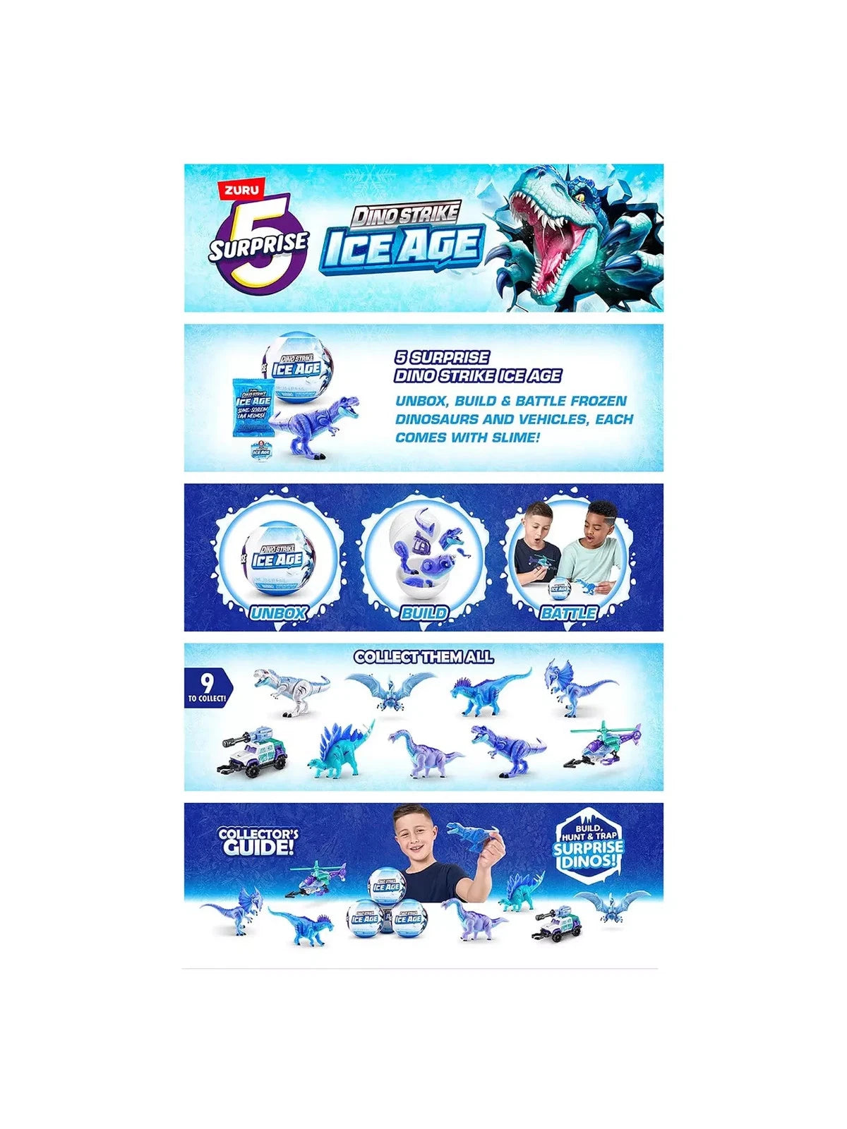ZURU 5 Surprise Dino Strike Ice Age Capsule | Surprise Capsule | Dinosaur