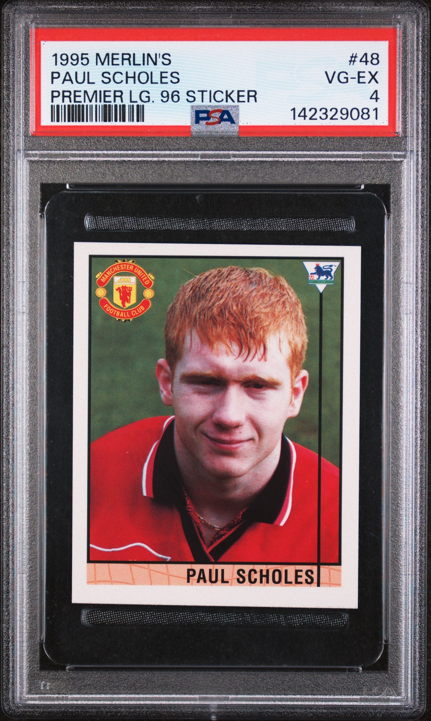 1995 Merlin | Paul Scholes #48 | Premier League Sticker | PSA 4 VG-EX
