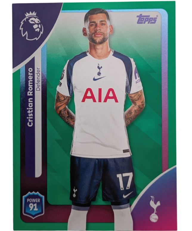 Topps Premier League 2025/26 Cristian Romero #257 Green Parallel — front