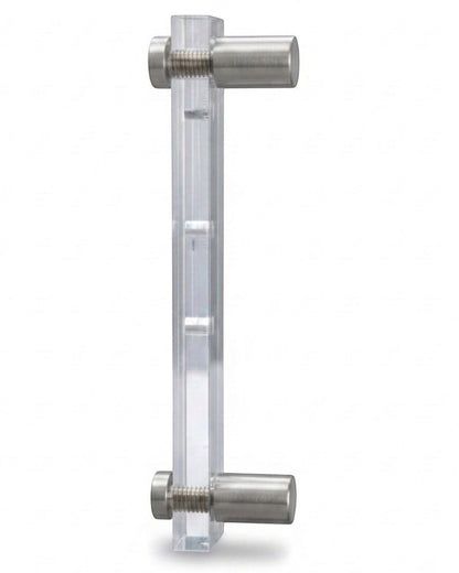 VaultifyUK 3-slab acrylic wall display frame side view showing clear panels and metal mounting standoffs