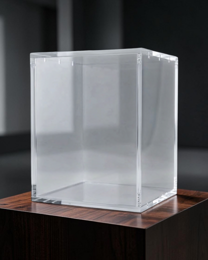 VaultifyUK crystal-clear acrylic display case for Funko Pop! Premium figures with magnetic lid and rigid construction