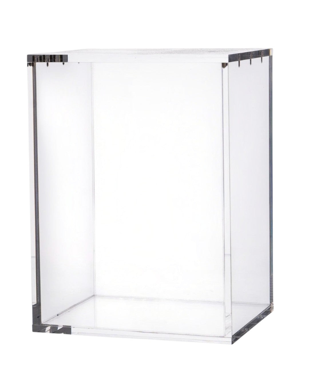 VaultifyUK premium clear acrylic display case for Funko Pop figures with magnetic lid and rigid construction.