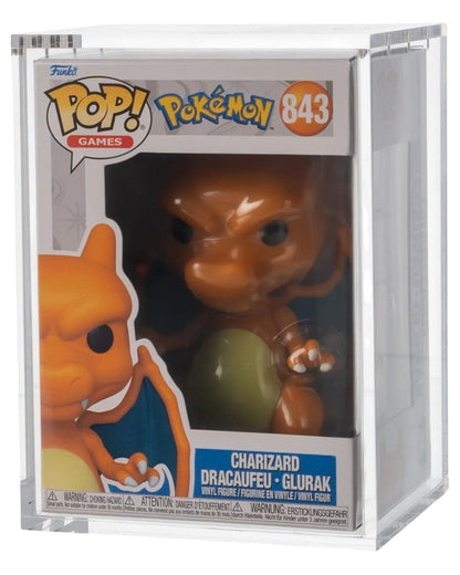 VaultifyUK premium clear acrylic display case for standard Funko Pop figures with a magnetic lid