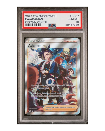 VaultifyUK PSA 10 Gem Mint Adaman full art trainer card from the Pokémon Crown Zenith Galarian Gallery set