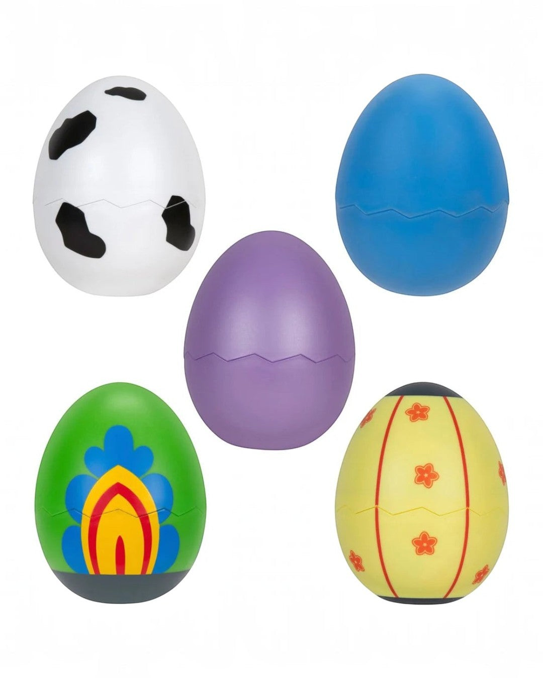 VaultifyUK Adopt Me! Series 6 mystery plush pet eggs in various colorful designs including cow print and floral patterns.