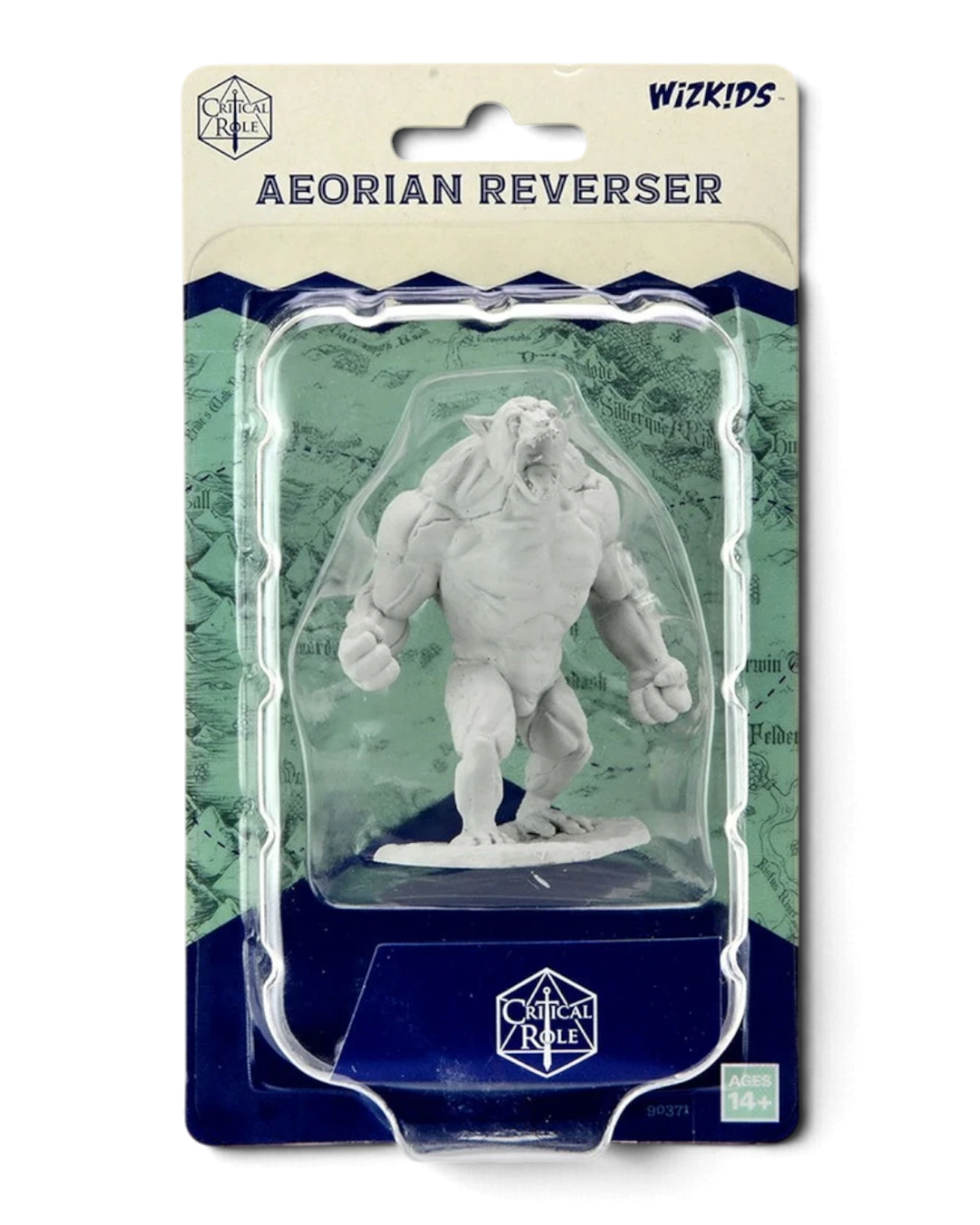 VaultifyUK Critical Role Aeorian Reverser unpainted miniature in blister packaging, ready for tabletop gaming.