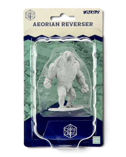 VaultifyUK Critical Role Aeorian Reverser unpainted miniature in blister packaging, ready for tabletop gaming.