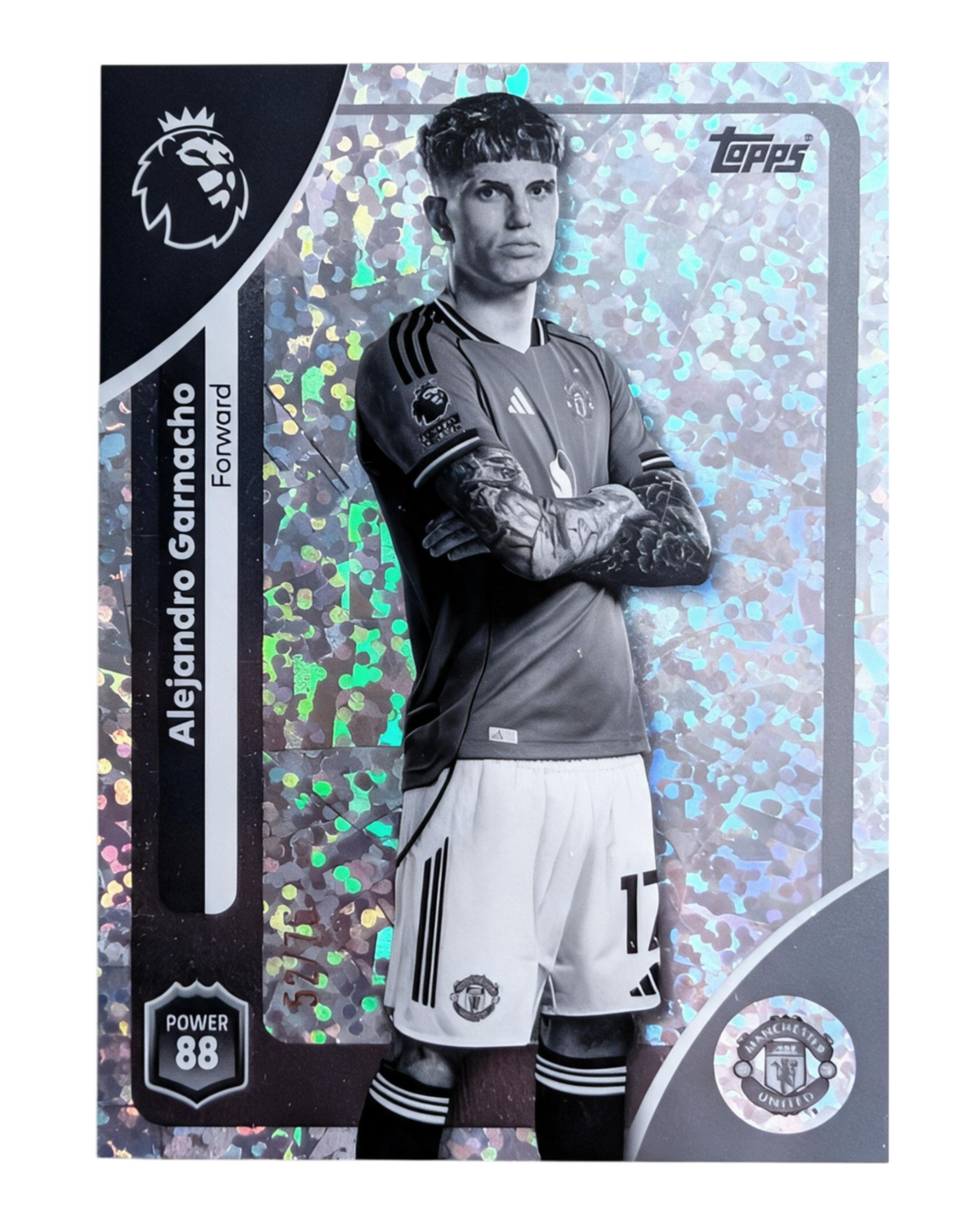 VaultifyUK Alejandro Garnacho Topps Premier League 2025/26 parallel trading card numbered 52/75 with foil finish