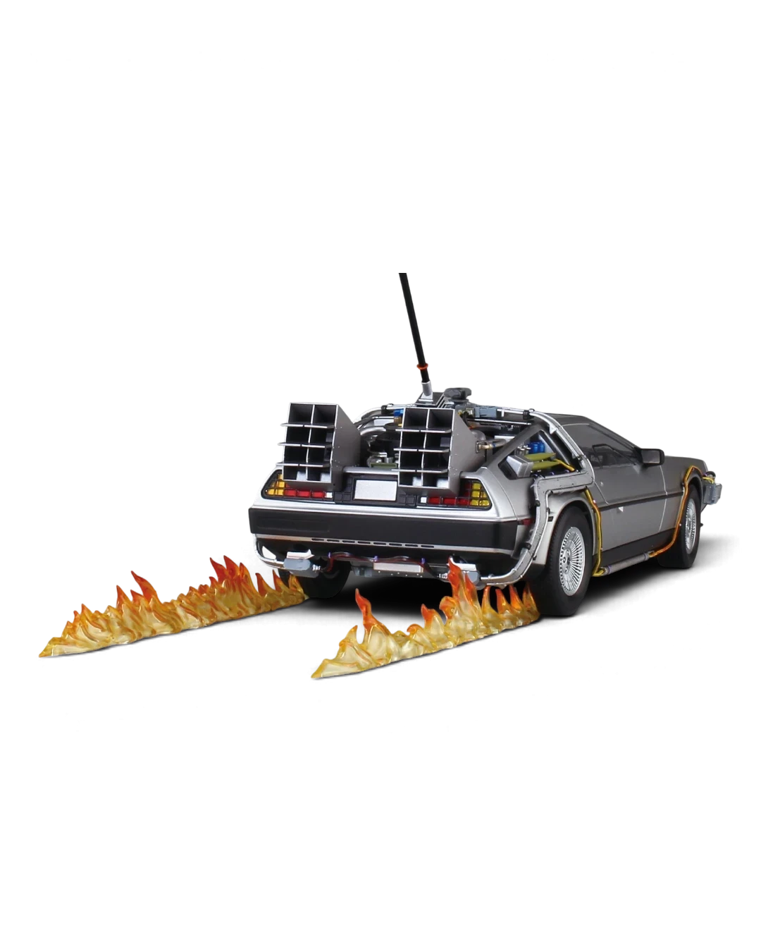 VaultifyUK Aoshima 1:24 Back to the Future DeLorean model kit with rear flame effect parts and detailed time machine gear