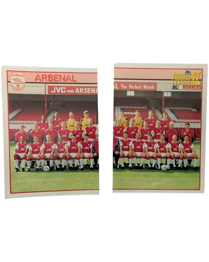 VaultifyUK 1997 Merlin Arsenal Premier League team stickers number 5 and 6 featuring the full 1996-97 squad photo
