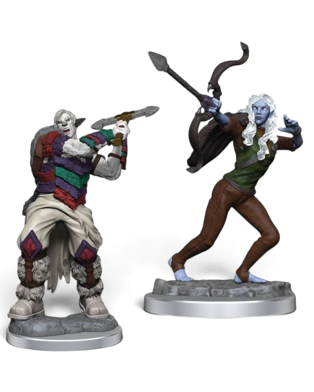 VaultifyUK Critical Role Ashari Stoneguard and Skydancer unpainted tabletop gaming miniatures on round bases