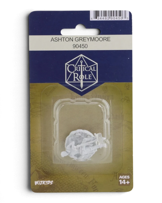 VaultifyUK Critical Role Ashton Greymoore unpainted primed miniature in collector blister packaging