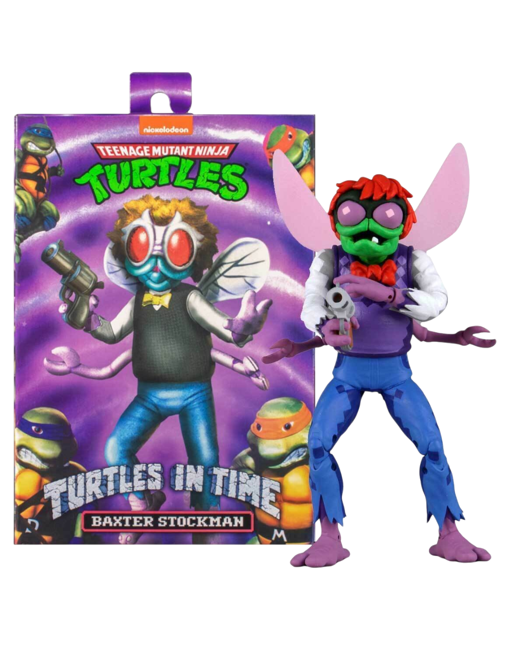 VaultifyUK NECA TMNT Turtles in Time Baxter Stockman 7-inch action figure with arcade-accurate pixelated paint deco