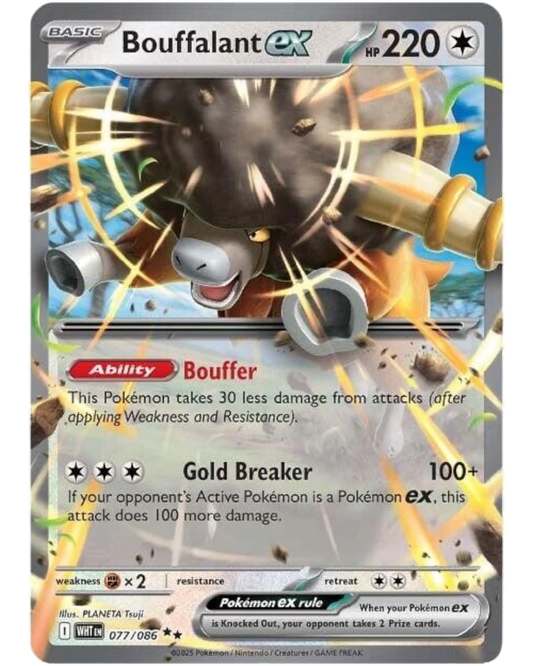 VaultifyUK Bouffalant ex Holo Double Rare card from the Scarlet and Violet White Flare expansion in Near Mint condition