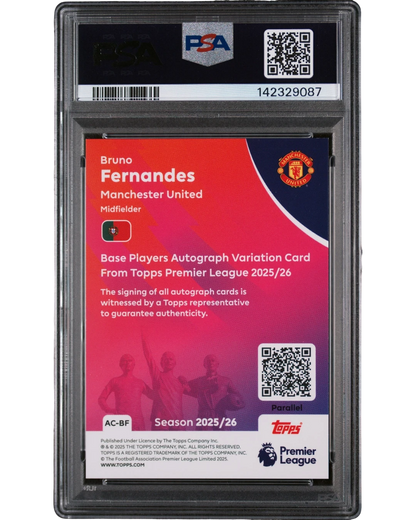 VaultifyUK Bruno Fernandes Topps Gold Mini Diamond autograph card, PSA 9 graded Manchester United football collectible