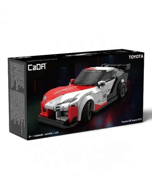 VaultifyUK CaDA Toyota GR Supra GT4 1:24 scale building set box featuring a red, white, and black race car model.